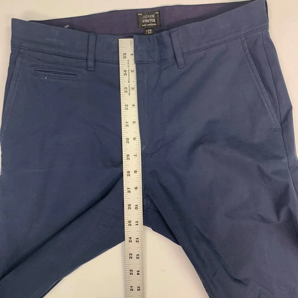 J. Crew Mens Navy Blue Flat Front Chinos Pants Straight Leg Casual Pants Size 28
